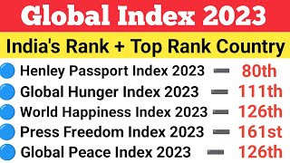 Index 2023 Current Affairs | India Rank In Various Index 2023 | India Ranking Current Affairs 2023