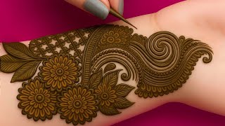 Sawan Special Beautiful Arabic Mehandi Design|| Heavy Front Hand Mehandi Design ✨🌱
