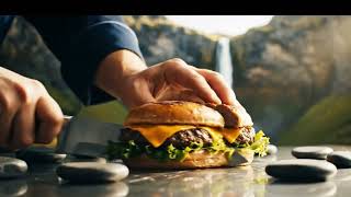 ASMR Real Burger Cutting: Fresh Ingredients & Crisp Sounds