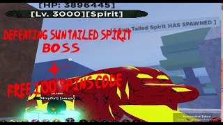 DEFEATING KU TAILED SPIRIT BOSS + Free 100 Spins Code | Shindo Life | ROBLOX