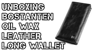 UNBOXING BOSTANTEN Men's Oil Wax Leather Multi-Card Long Wallet (B3204001K) | LAZADA