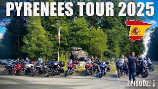 EP1: Pyrenees Motorcycle Tour | Portsmouth Ferry to Caen + Ride to Le Mans 15 Bikes on the Road