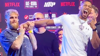 Anthony Joshua PUTS HANDS ON Jake Paul during WILD Face Off — GOTCHA CHAIN!