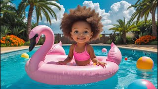 🦆💦 Funny Baby Relaxing in the Pool – With Duck Float Fun! 🛟👶