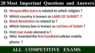 20 Gk Questions and Answers in English || Objective Questions answer for Indian Exams || Part -8