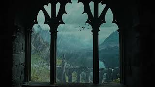 4K Rainy Gothic Castle Window View – Moody Rain Sounds – Ambience for Deep Sleep & Stress Relief