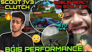 Scout single handed 1v3 clutch 🔥 Goblin react on Scout Dp 🤣 neyo clutch bgis