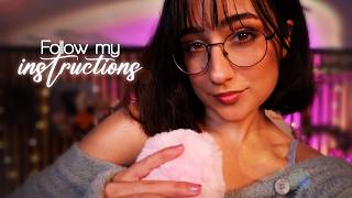 ASMR | Follow My Instructions to Sleep ❤️ (Slow Whispers & Fluffy Mic Brushing) (w/ black screen)