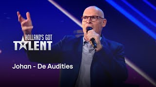 Johan komt met HILARISCHE act: ACHTERSTEVOREN zingen | Holland’s Got Talent