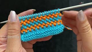 Knitting beautiful double col seed stitch || दो रंगों वाला डिज़ाइन ||  स्वेटर बुनाई||