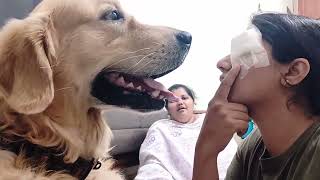 showing rocky my eye patch👀 rocky kisses me
