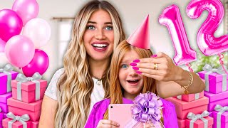 SURPRiSiNG MY SiSTER WiTH 12 GiFTS FOR HER 12TH BiRTHDAY!!