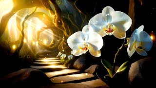 Tranquil Orchid Oasis: White Orchids Among Climbing Vines | Ambient Meditation Music
