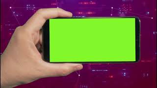 Mobile in Hand Green Screen with Tech Background | No copyright | 4K Green Screen Tv