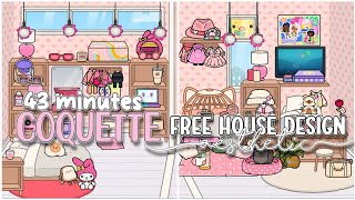 43 minutes FREE COQUETTE house design idea in Toca Life World | Toca Boca | FREE TO COPY