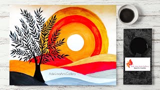Aesthetic Boho Painting/ Boho Art Tutorial Step By Step/ Easy Canvas Painting For Beginners 