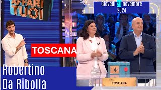 Puntata Affari tuoi - giovedì 21 novembre 2024 con la Toscana. I pacchi aperti in ordine