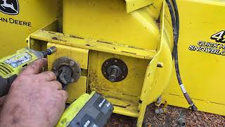 Project snow beast 12 FINALE. John Deere 47 snowblower mounted on a restored JD 445 Garden tractor
