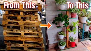 How to make indoor plants stand at home || plant stand Made Entirely from Pallet Wood || diy ||