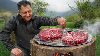 Grilling THE BEST Steaks in Wilderness Over an Open Fire - It's That Easy!