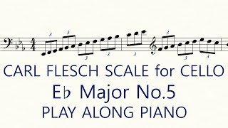 Cello Scale Carl Flesch E flat Major No.5 Scale System 3 Octave Slow Practice Play Along Piano