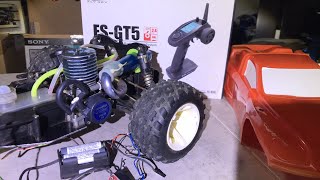 NitroGang Live - Vintage Nitro Rustler Final Repair and Flysky Radio installation - Random Unboxing