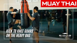 Evolve University’s Heavy Bag Fundamentals Training Series: Kick To Knee Guard On The Heavy Bag