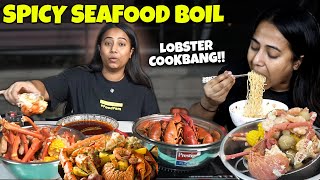 Spicy Seafood Boil COOKBANG | Giant Lobster, Sausages, Prawn, Caribbean Style