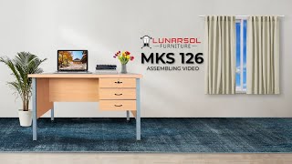 PERAKITAN LUNARSOL MKS 126 | Meja Belajar dan kerja Kaki Besi dengan 3 Laci