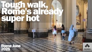 Walk in the area of the Basilica of St John Lateran0. Rome 4K 50 fps. Slow TV Italy