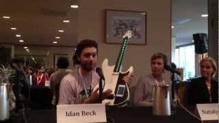 Idan Beck demos his gTar @sfmusictech (Nataly Dawn @pomplamoose looks on)
