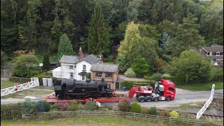 Ivatt No 41313 arrives at NYMR and is unloaded at Newbridge Yard for the 2025 Autumn Steam