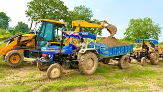 JCB 3dx Loading Mud in Powertrac Tractor | ALT 3500 Tractor | Tractor Video #jcb #tractor