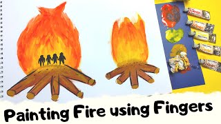 How to Paint Fire using Fingers  /  Daniel and Friends Thrown into the Furnace #fingerpaint #fire