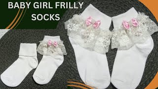 Hand Made Baby Girl Frilly Socks  |  Fril Wali Juraben Bnany Ka Trika |