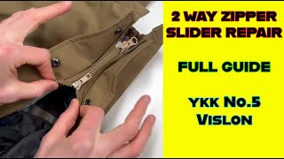 How to Replace 2 Way YKK Vislon Zipper Sliders & Top Stops | Tutorial YKK #5 Locking Vislon Nesting