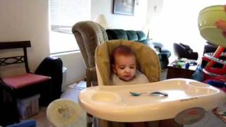Jacob eating first cereal