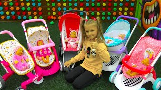 Little Girl plays with a Doll House in Kids PlayRoom Video for kids