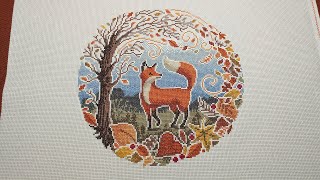 FLOSSTUBE #88 Time Lapse of my Cross stitch project “Fox in Fall”