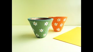Flower Painted Terracotta Pots