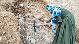 A homeless woman's attempt to dig a cave