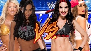 Smackdown Live - 12/4/2017 Kelly Kelly & AJ Lee VS The Bellas Twins