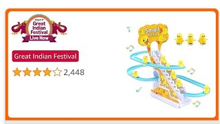 TEC TAVAKKAL Slide Toy Race Duck Track Set, Funny Automatic Stair-Climbing Ducklings Cartoon Roller.
