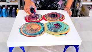 4 Cups + 4 Ring Pours + 5 Colors = Super a Funky Art Design!