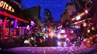 Driving Soi Nana Sukhumvit Soi 4 in Bangkok Rain