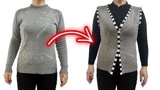 ✅Don’t Toss Your Old Long-Sleeve Sweater | I Turn It into an Easy-to-Wear Vest