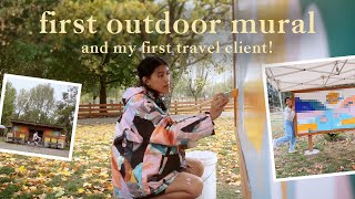 My first travel job! ✈︎ First outdoor mural process and travel vlog