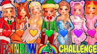 RAINBOW CHALLENGE But CHRISTMAS! Making An OUTFIT For EVERY COLOR! | Winter Dress to Impress ROBLOX