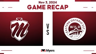 Tie 3-3.  13th HEO League game vs Eastern Ontario Wild, November 3, 2024.