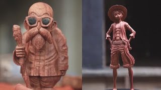 Carving Master Roshi, Son Goku and Monkey D. Luffy with Wooden Blocks | Dragon Ball | One Piece